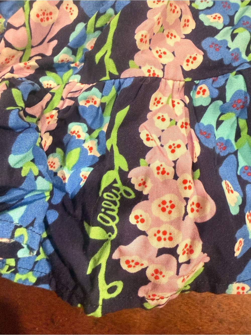 Lilly Pulitzer Navy Floral Ruffle Strapless Dress - Pink & Blue - Picture 3 of 7
